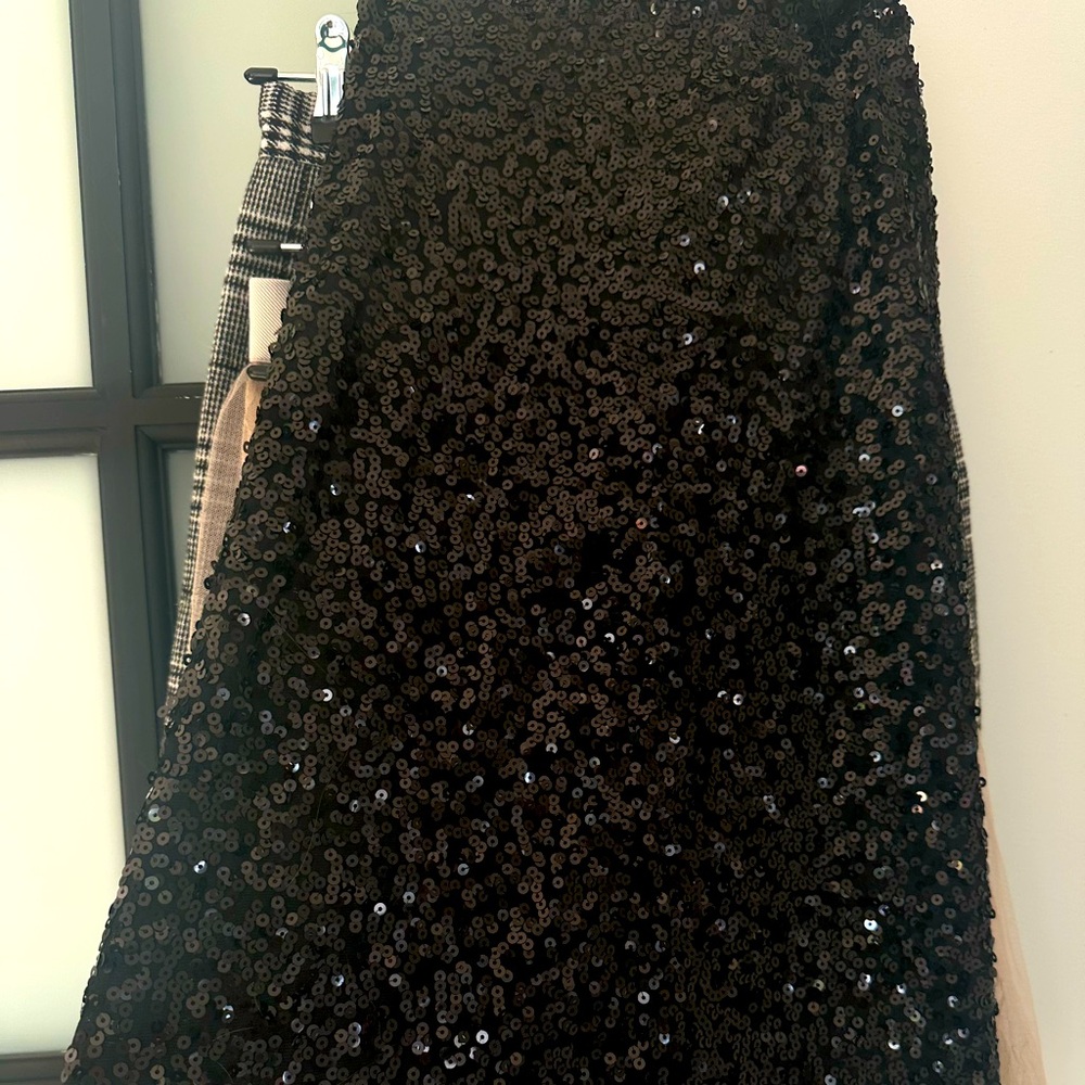 Black sequin midi skirt